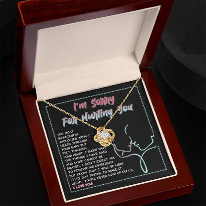 Apology Gift for Girlfriend, Wife, Soulmate - Sorry, Never Give Up -Love Knot Pendant Necklace - Mallard Moon Gift Shop