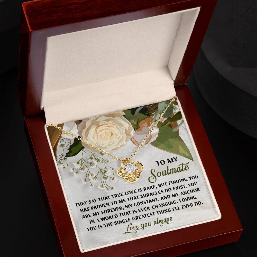 Romantic Anniversary, Valentine's Day Gift for Soulmate, Wife, Girlfriend - Miracles Exist - Love Knot Pendant Necklace