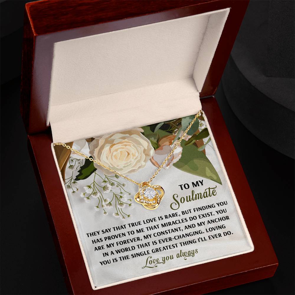 Romantic Anniversary, Valentine's Day Gift for Soulmate, Wife, Girlfriend - Miracles Exist - Love Knot Pendant Necklace - Mallard Moon Gift Shop