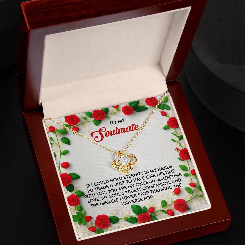 Romantic Anniversary, Valentine's Day Gift for Soulmate, Wife, Girlfriend - One Lifetime - Love Knot Pendant Necklace