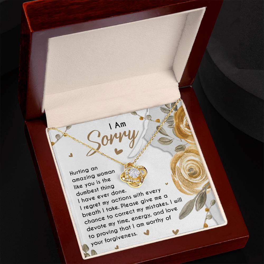 Apology Gift for Girlfriend, Wife, Soulmate - Sorry, Amazing Woman - Love Knot Pendant Necklace - Mallard Moon Gift Shop