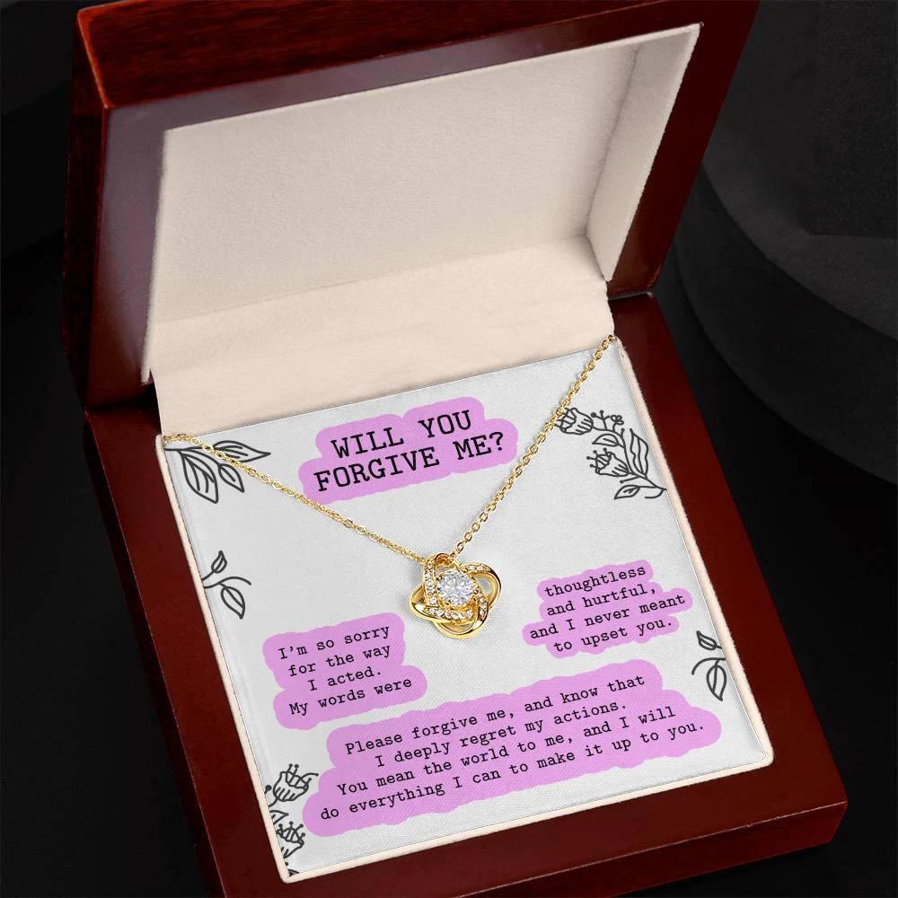 Apology Gift for Girlfriend, Wife, Soulmate - Sorry, Never Meant To Upset You - Love Knot Pendant Necklace