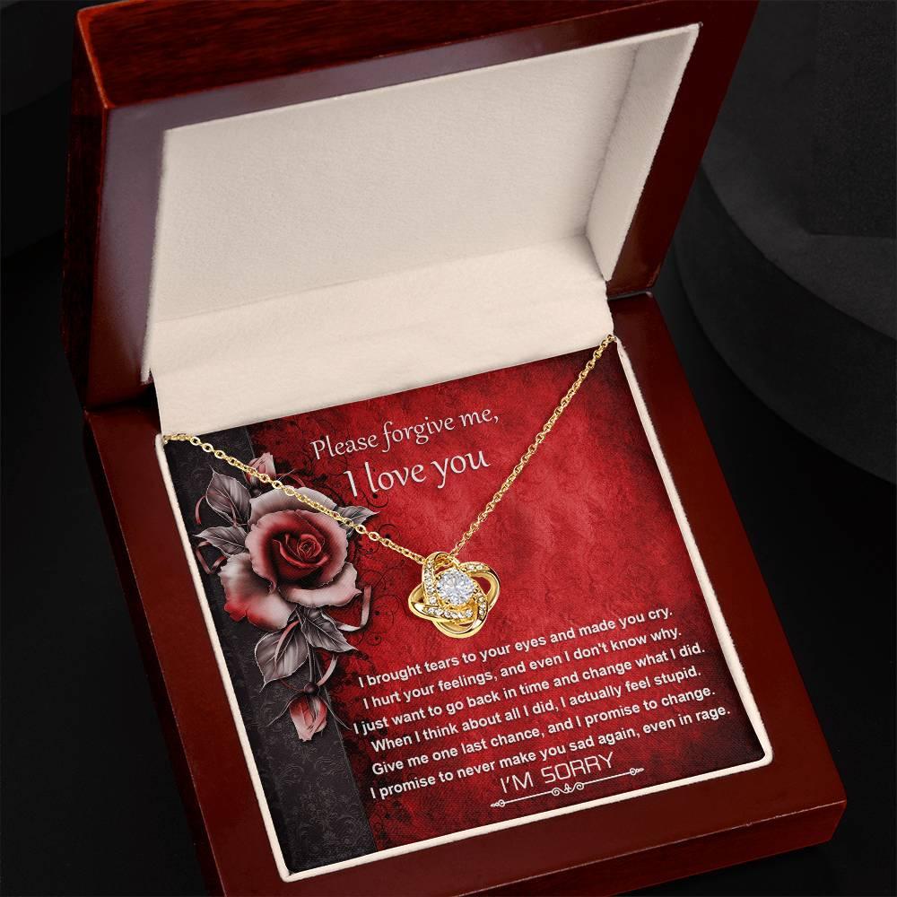 Apology Gift for Girlfriend, Wife, Soulmate - Sorry, One Last Chance - Love Knot Pendant Necklace - Mallard Moon Gift Shop