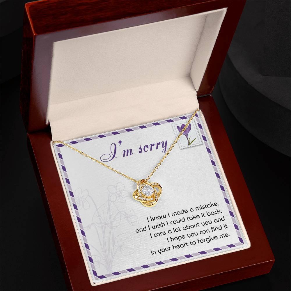 Gift for Girlfriend, Wife - Sorry, Take It Back - Love Knot Pendant Necklace - Mallard Moon Gift Shop