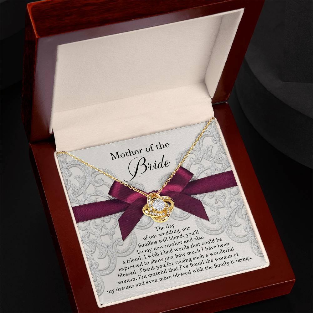 Mother of the Bride Wedding Day Gift - Our Families Will Blend - Love Knot Pendant Necklace - Mallard Moon Gift Shop