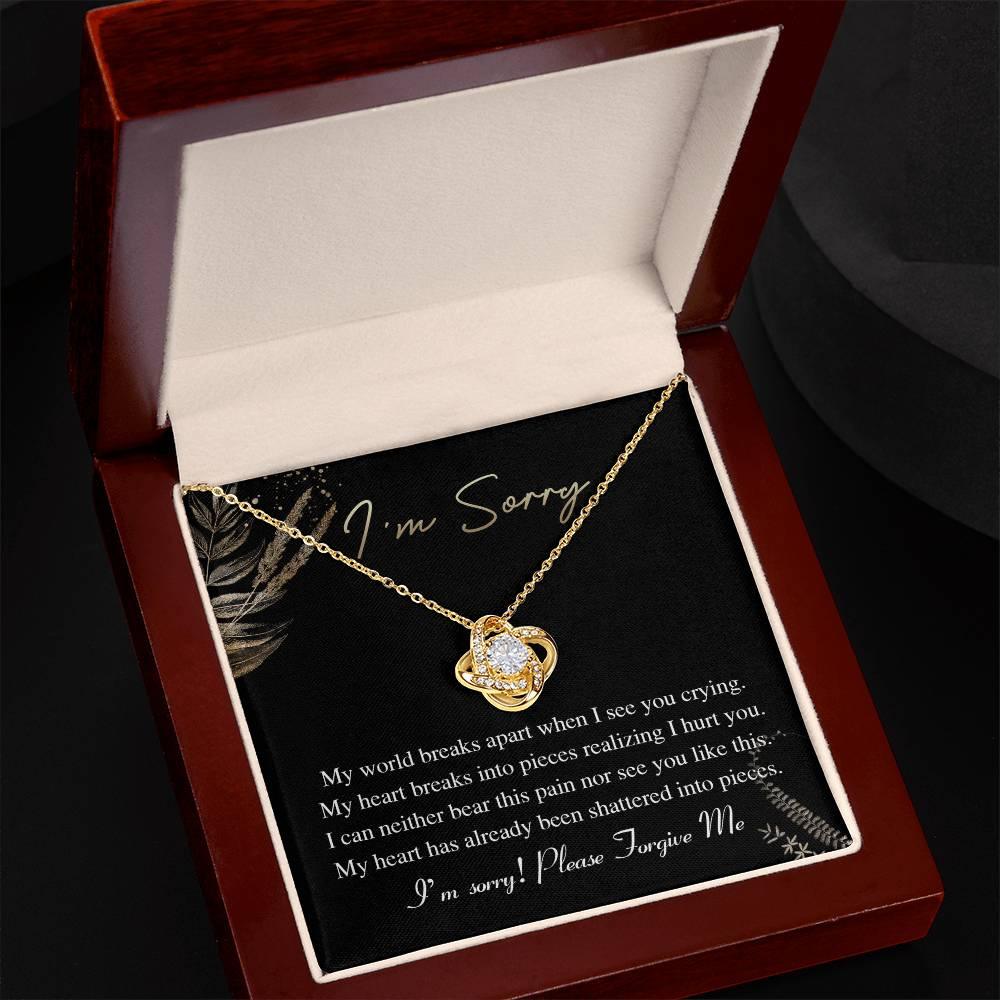 Apology Gift for Girlfriend, Wife, Soulmate - Sorry, See You Crying - Love Knot Pendant Necklace - Mallard Moon Gift Shop