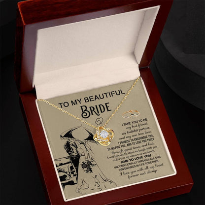 To My Beautiful Bride -  My Best Friend, Faithful Partner Love Knot Pendant Necklace Wedding Day Gift - Mallard Moon Gift Shop