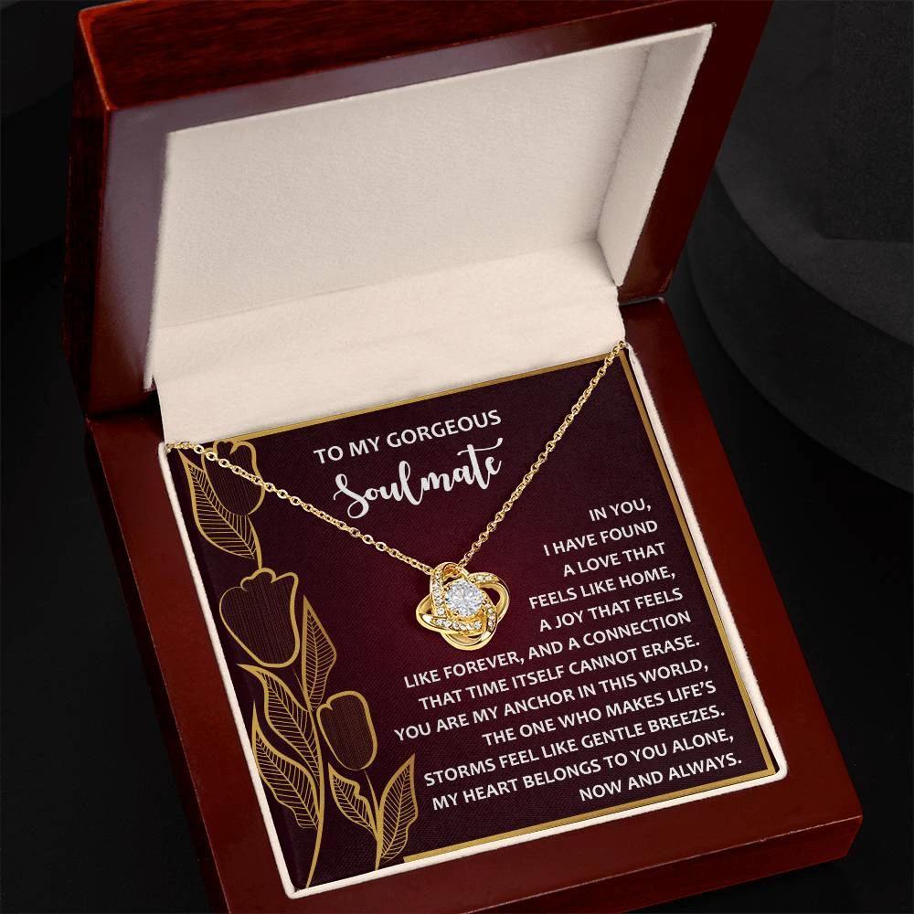 Romantic Anniversary, Valentine's Day Gift for Soulmate, Wife, Girlfriend - Life’s Storms Feel Like Gentle Breezes - Love Knot Pendant Necklace