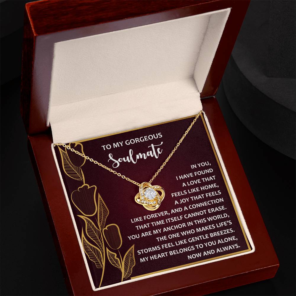 Romantic Anniversary, Valentine's Day Gift for Soulmate, Wife, Girlfriend - Life’s Storms Feel Like Gentle Breezes - Love Knot Pendant Necklace - Mallard Moon Gift Shop