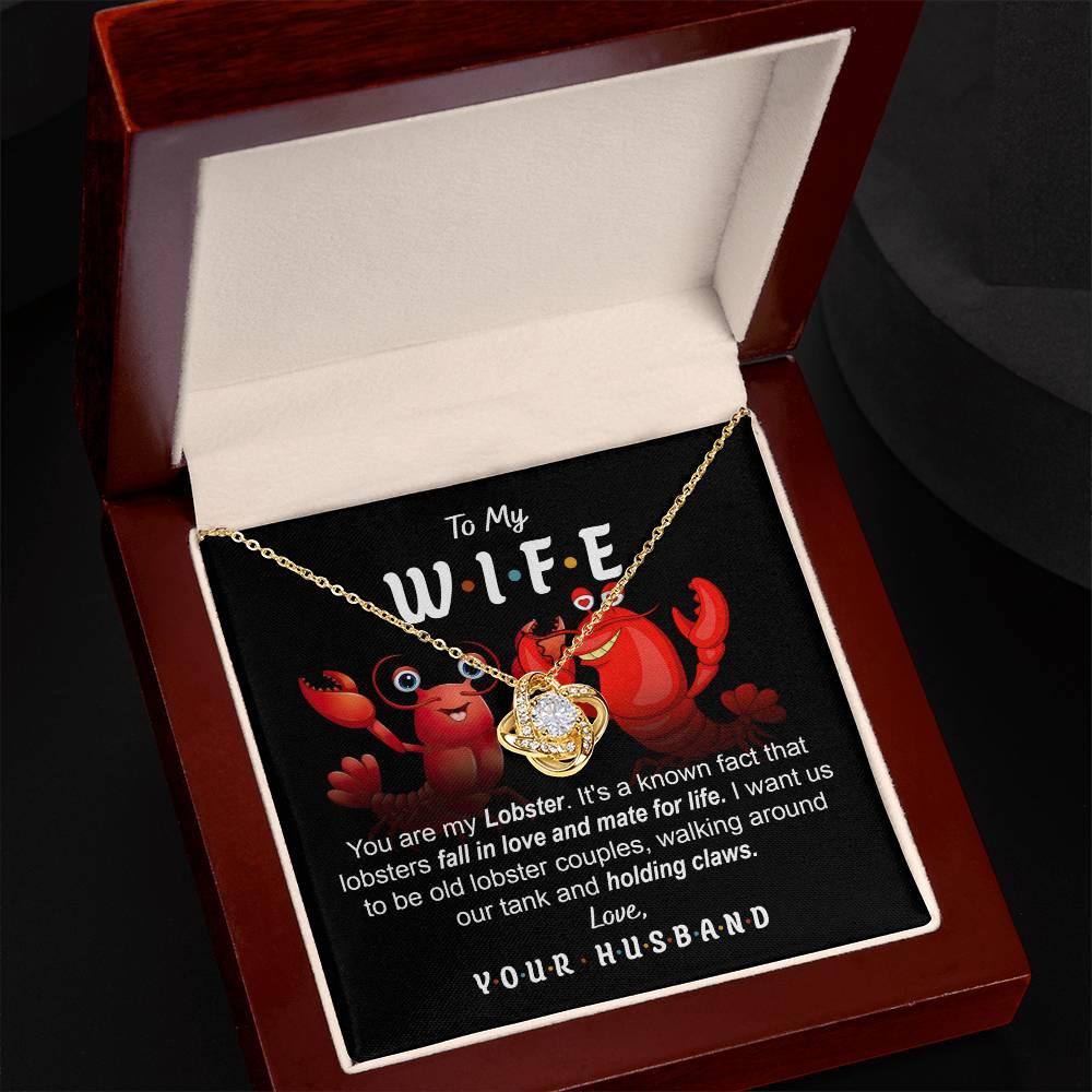 To My Wife - Old Lobster Couples Love Knot Pendant Necklace - Mallard Moon Gift Shop