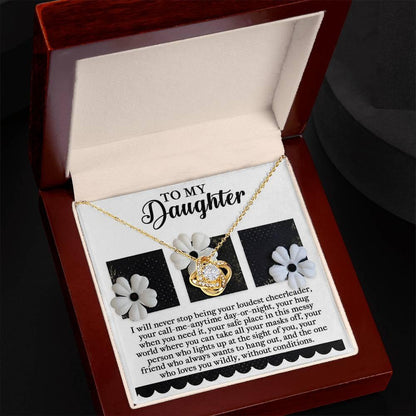 Gift for Daughter - Loudest Cheerleader - Love Knot Pendant Necklace - Mallard Moon Gift Shop