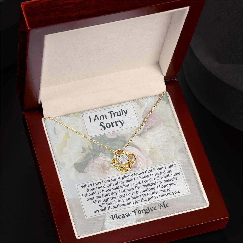 Apology Gift for Girlfriend, Wife, Soulmate - Sorry, What I Said - Love Knot Pendant Necklace