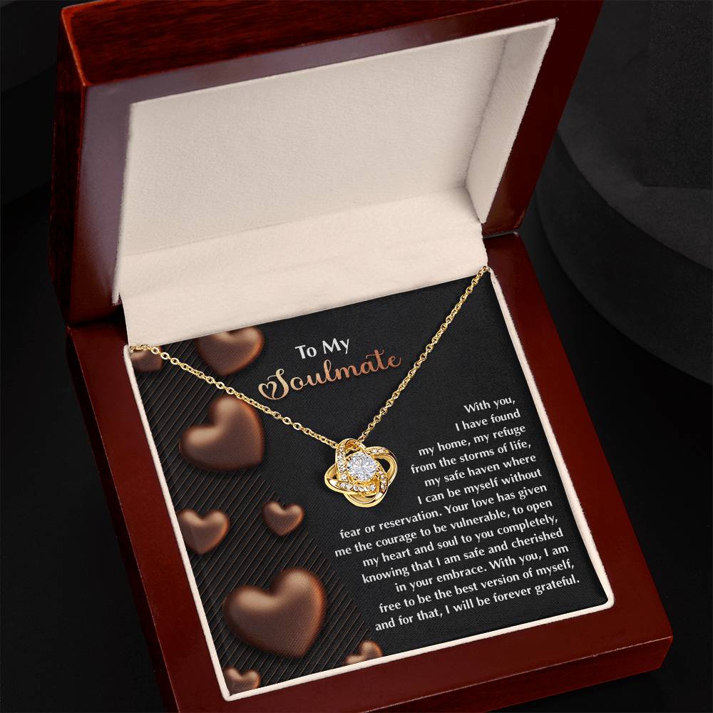 To My Soulmate" Love Knot Necklace – A Heartfelt Valentine’s Day Gift for Your Safe Haven and Forever Love - Mallard Moon Gift Shop