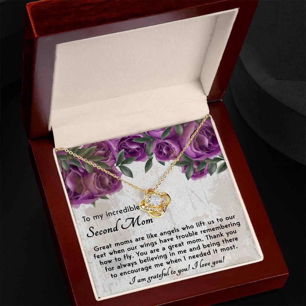 Bonus Mom Gift I am Grateful For You Love Knot Necklace