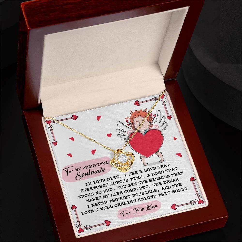 Romantic Anniversary, Valentine's Day Gift for Soulmate, Wife, Girlfriend - Cherish You - Love Knot Pendant Necklace