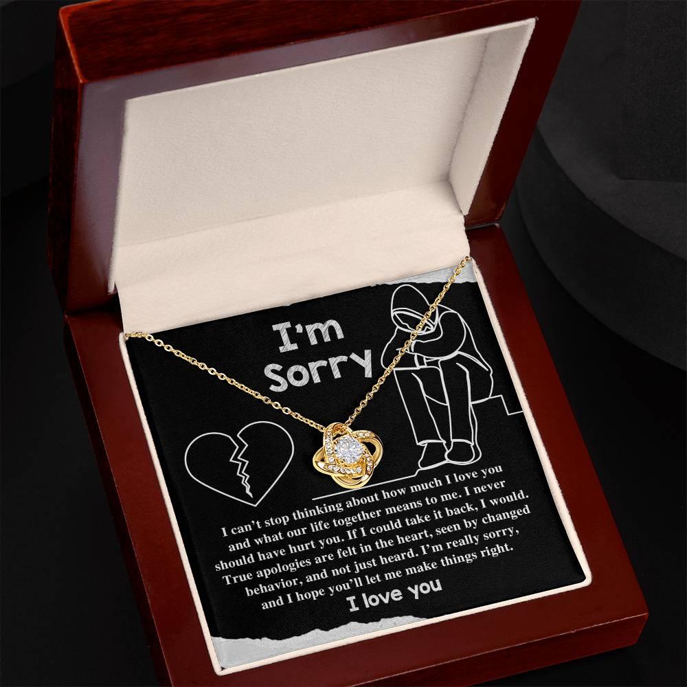 Apology Gift for Girlfriend, Wife, Soulmate - Sorry, Not Just Heard - Love Knot Pendant Necklace - Mallard Moon Gift Shop