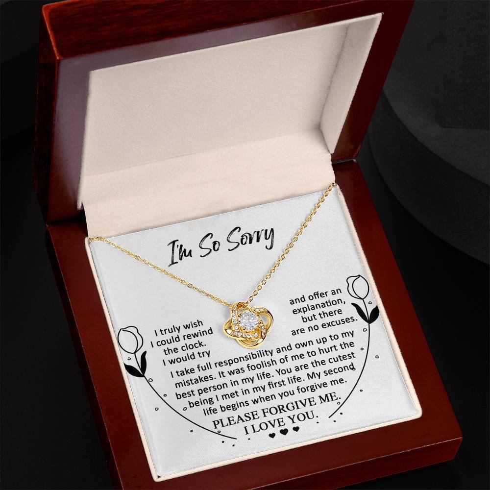 Apology Gift for Girlfriend, Wife, Soulmate - Sorry, My First Life - Love Knot Pendant Necklace - Mallard Moon Gift Shop