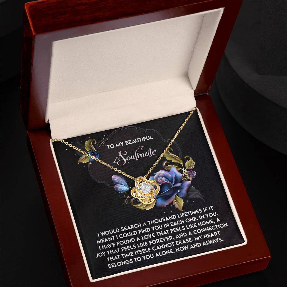 Romantic Anniversary, Valentine's Day Gift for Soulmate, Wife, Girlfriend - Feels Like Home - Love Knot Pendant Necklace