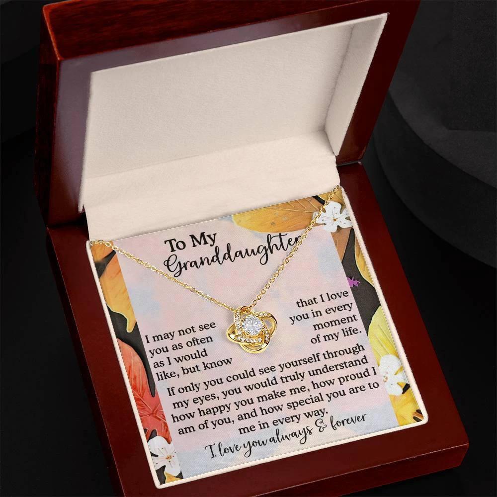 To My Granddaughter – Love Knot Necklace| “I Love You in Every Moment of My Life” Sentimental Message Card | Grandparent Gift