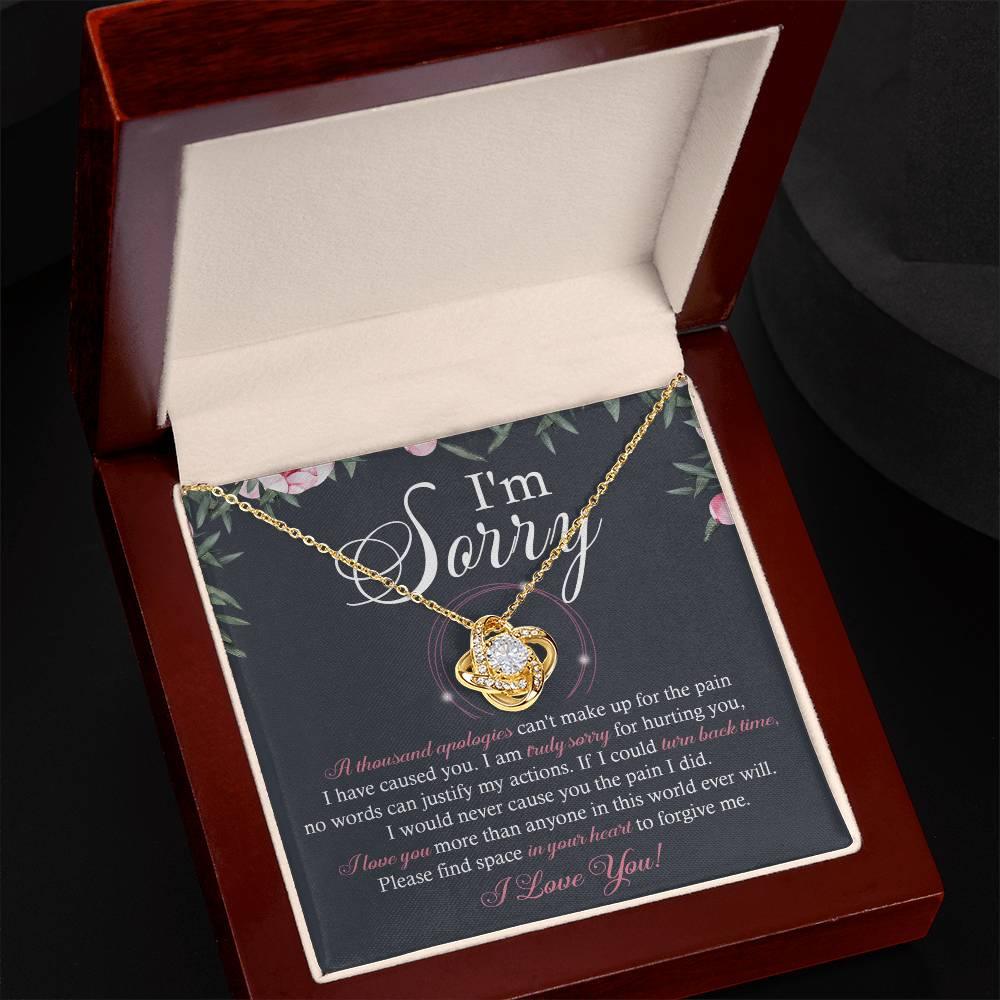 Apology Gift for Girlfriend, Wife, Soulmate - Sorry, World Ever Will - Love Knot Pendant Necklace - Mallard Moon Gift Shop