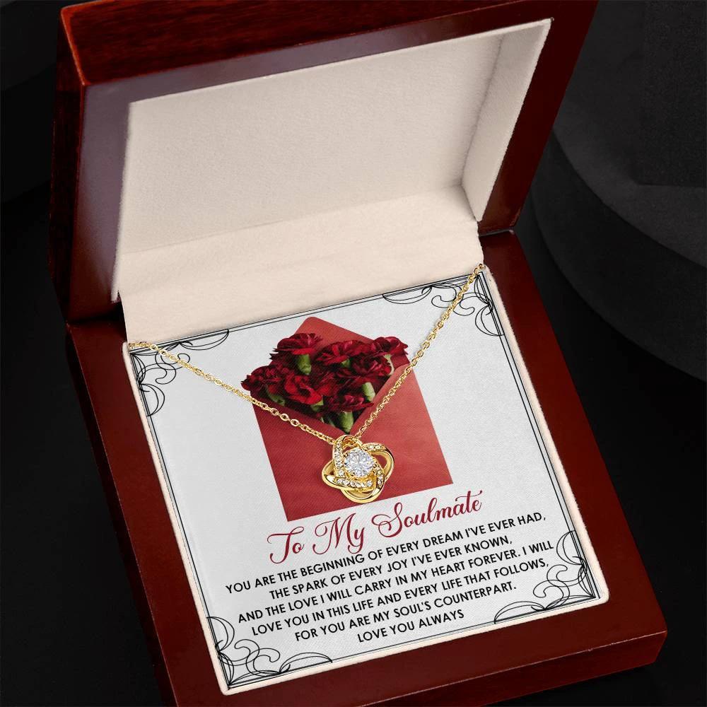 Romantic Anniversary, Valentine's Day Gift for Soulmate, Wife, Girlfriend - Carry In My Heart Forever - Love Knot Pendant Necklace