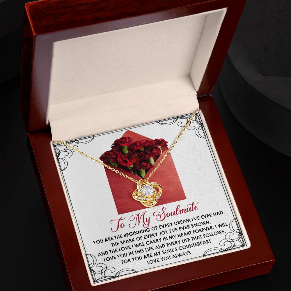 Romantic Anniversary, Valentine's Day Gift for Soulmate, Wife, Girlfriend - Carry In My Heart Forever - Love Knot Pendant Necklace - Mallard Moon Gift Shop