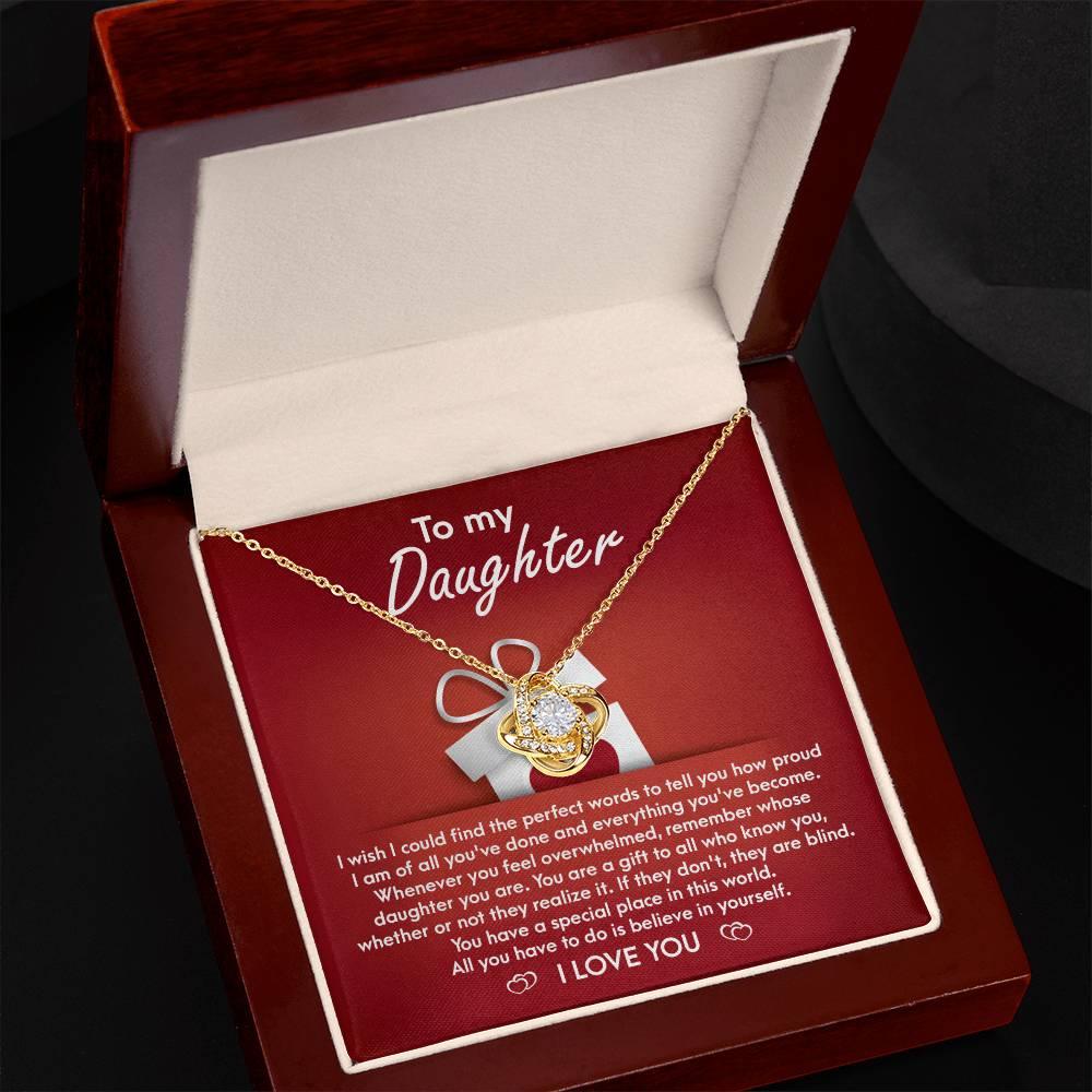 To My Daughter - Proud of You Love Knot Pendant Necklace - Mallard Moon Gift Shop