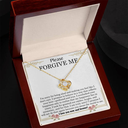 Gift for Girlfriend, Wife - Sorry, Profound And True - Love Knot Pendant Necklace - Mallard Moon Gift Shop