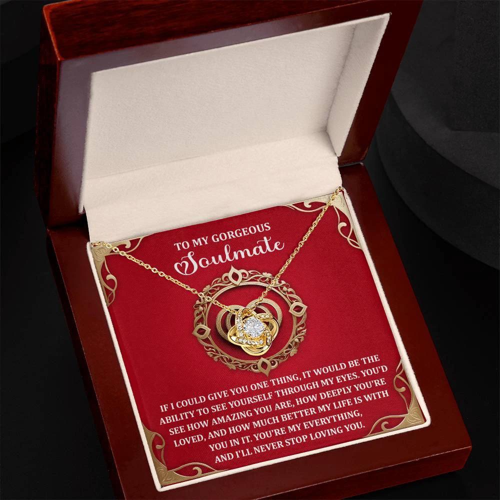 Romantic Anniversary, Valentine's Day Gift for Soulmate, Wife, Girlfriend - Through My Eyes - Love Knot Pendant Necklace