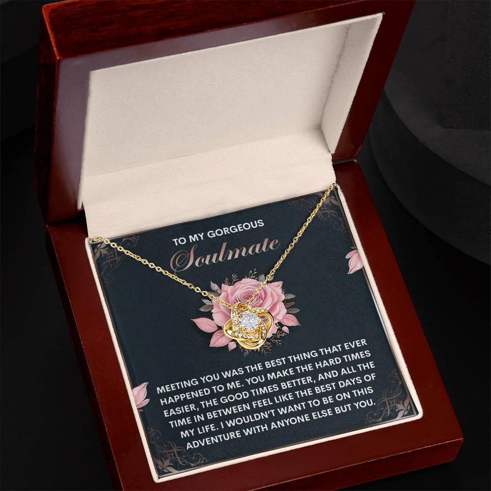 To My Gorgeous Soulmate - Love Knot Necklace – A Romantic Valentine’s Gift to Celebrate Your Beautiful Journey Together