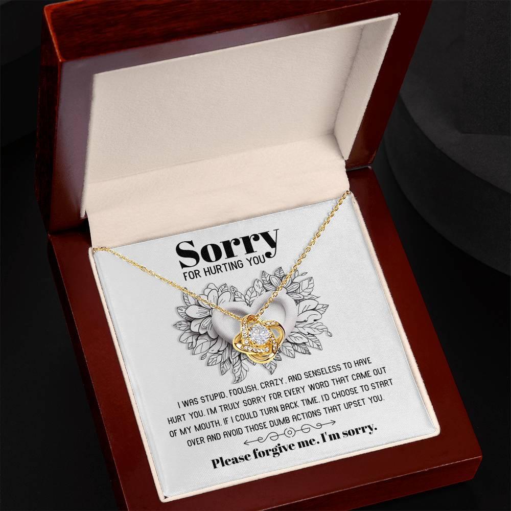 Apology Gift for Girlfriend, Wife, Soulmate-Sorry, Turn Back Time - Love Knot Pendant Necklace - Mallard Moon Gift Shop