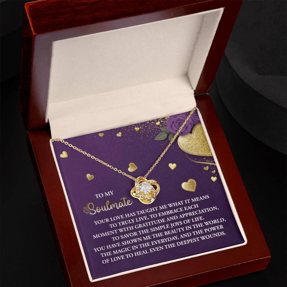 To My Soulmate" Love Knot Necklace – A Beautiful Valentine’s Day Gift Celebrating Love, Joy, and Healing
