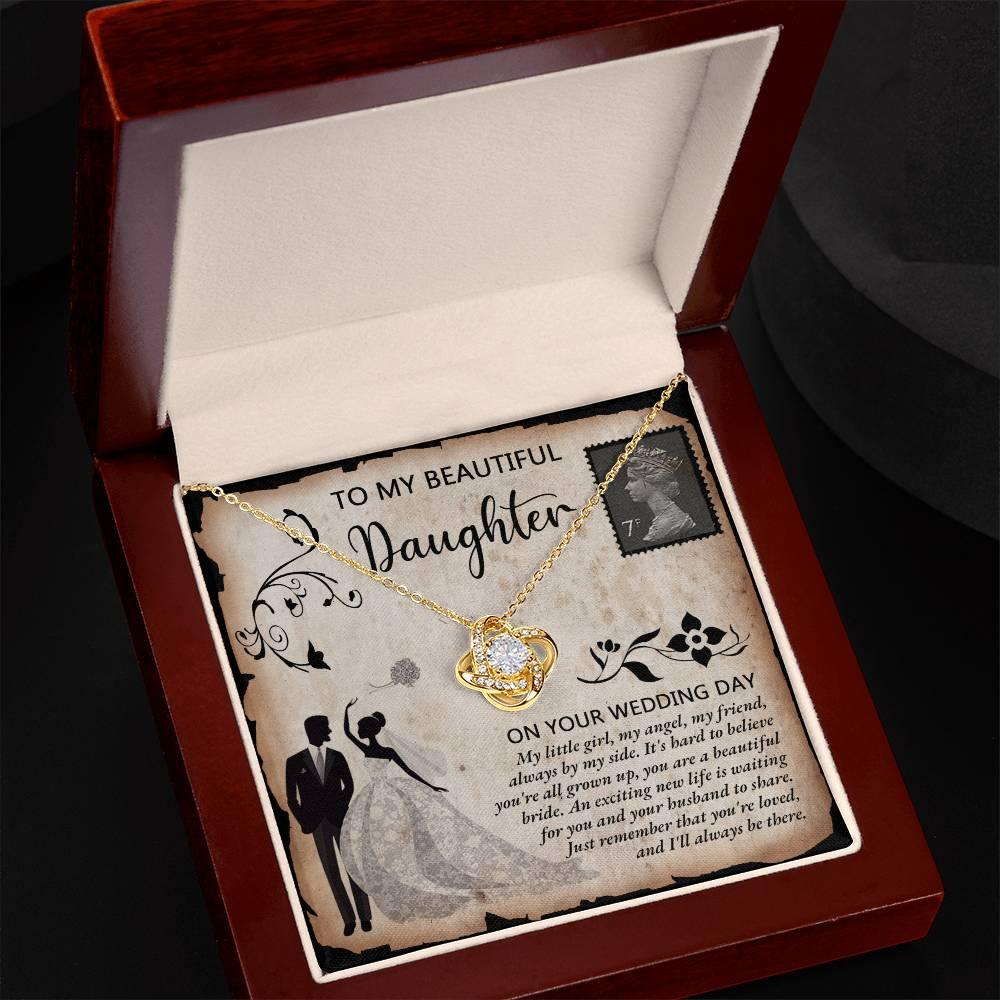 Daughter Wedding Day Gift Beautiful Bride Love Knot Pendant Necklace - Mallard Moon Gift Shop