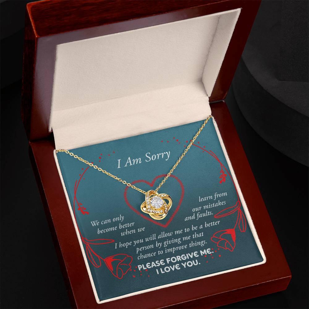 Apology Gift for Girlfriend, Wife, Soulmate - Sorry, Mistakes And Faults - Love Knot Pendant Necklace - Mallard Moon Gift Shop