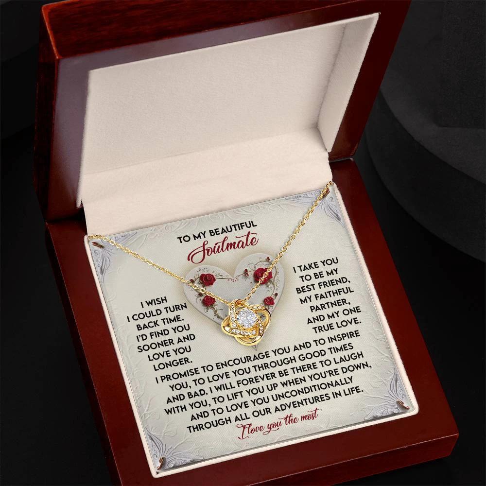 Romantic Anniversary, Valentine's Day Gift for Soulmate, Wife, Girlfriend - Laugh With You - Love Knot Pendant Necklace
