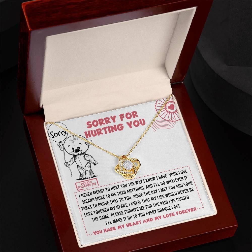 Apology Gift for Girlfriend, Wife, Soulmate - Sorry, Every Chance - Love Knot Pendant Necklace