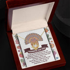 Thanksgiving Gift for Her – “Thankful for You” Love Knot Necklace with Message Card | Gratitude Gift for Mom, Mentor, or Friend