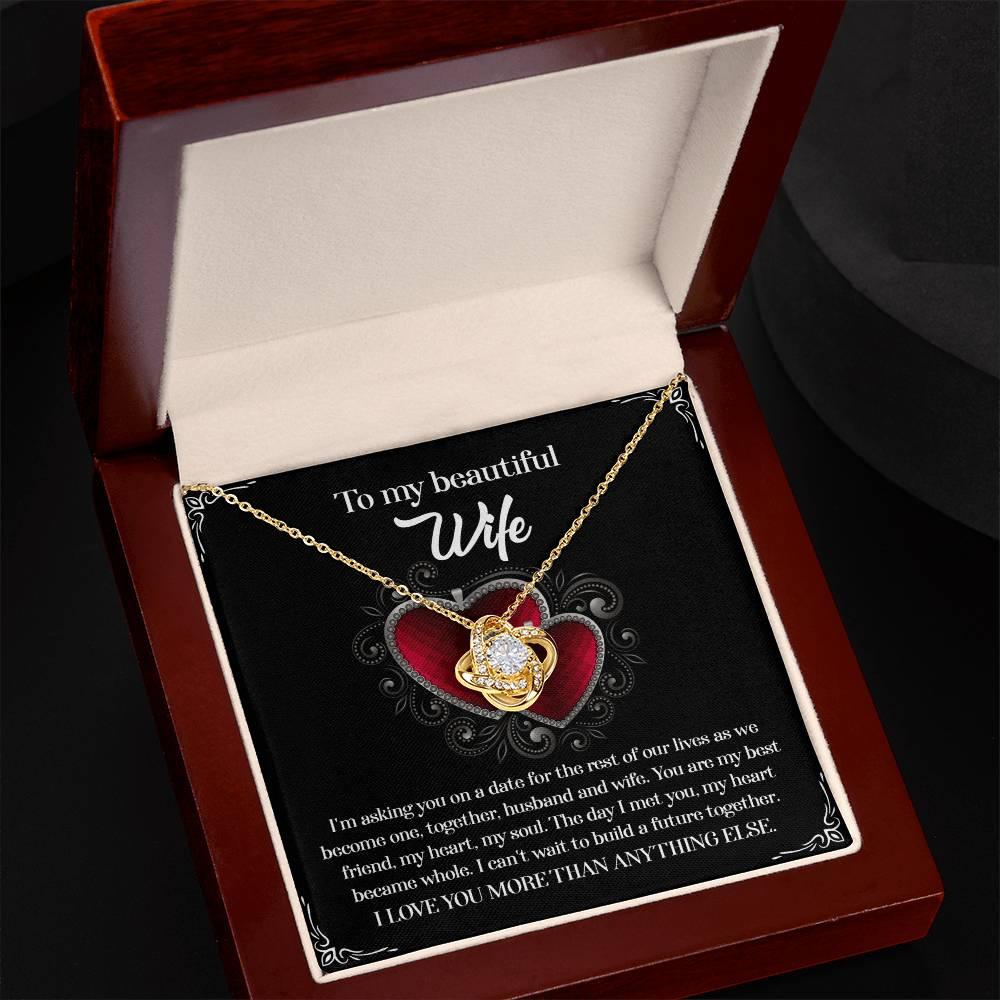 To My Beautiful Wife - My Heart Became Whole Love Knot Pendant Necklace - Mallard Moon Gift Shop