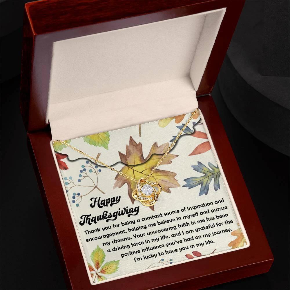 Thanksgiving Gift for Her – “On My Journey” Love Knot Necklace with Message Card | Inspirational Gratitude Gift for Mom, Mentor, or Friend