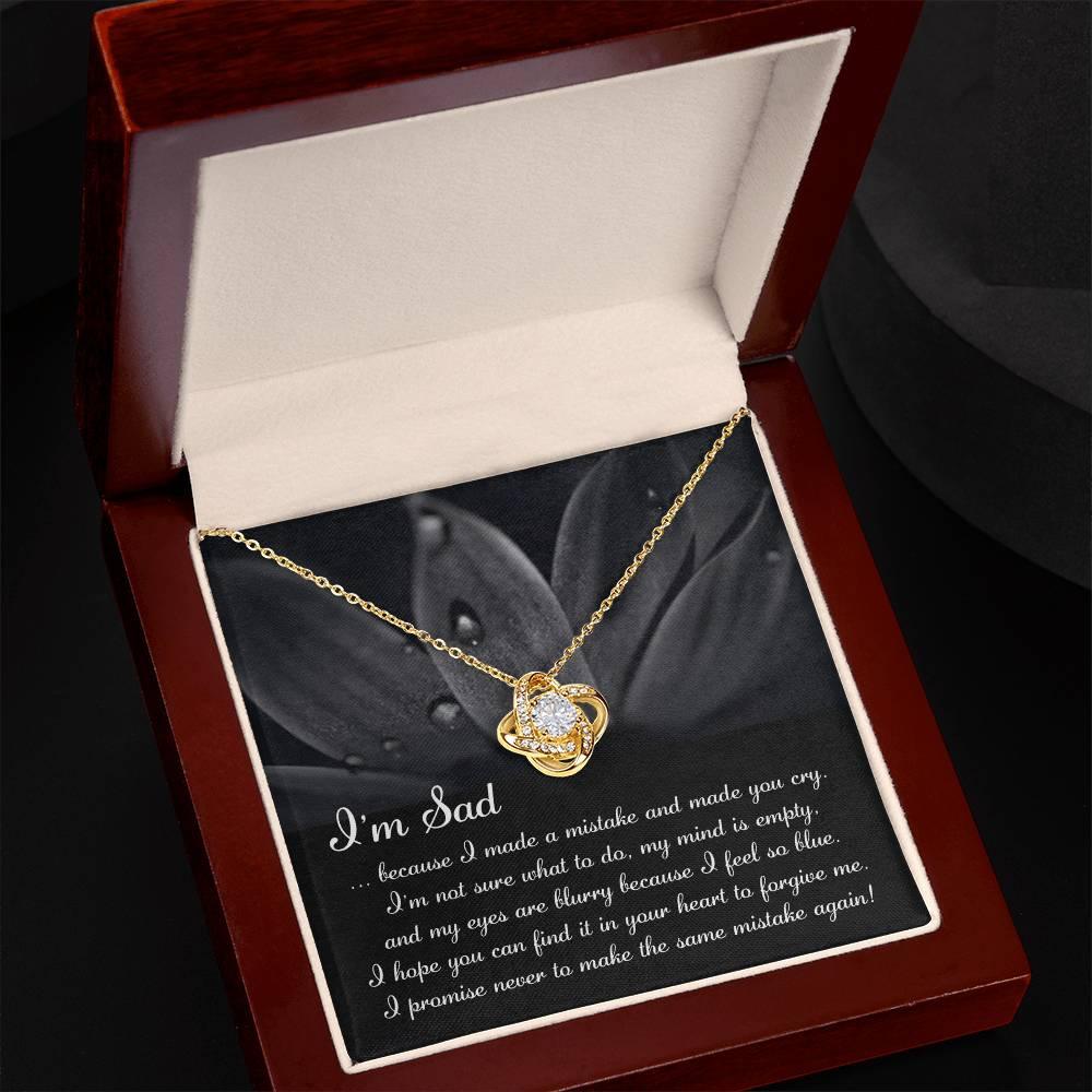 Apology Gift for Girlfriend, Wife, Soulmate - Sorry, Feel So Blue - Love Knot Pendant Necklace - Mallard Moon Gift Shop