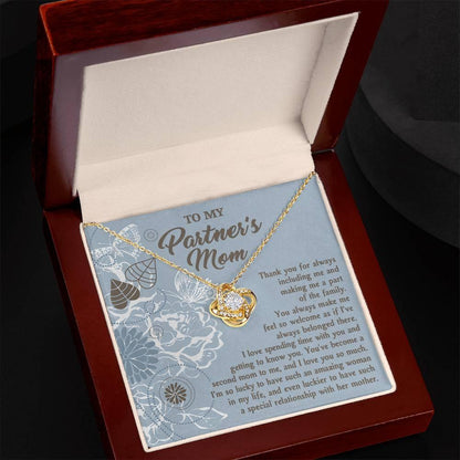 To My Partner's Mom You Make Me Feel Welcomed Love Knot Pendant Necklace - Mallard Moon Gift Shop