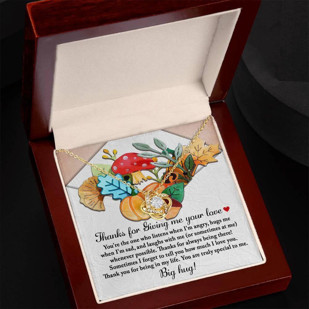 Thanksgiving Gift for Her – “Thanks for Giving Me Your Love” Necklace with Message Card | Heartfelt Gratitude Gift for Mom, Sister, or Best Friend