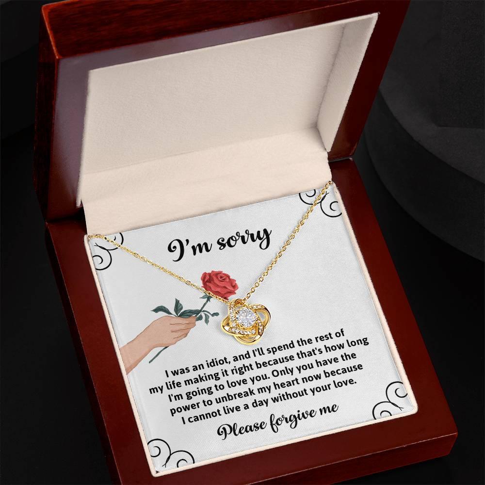 Gift for Girlfriend, Wife - Sorry, Making It Right - Love Knot Pendant Necklace - Mallard Moon Gift Shop