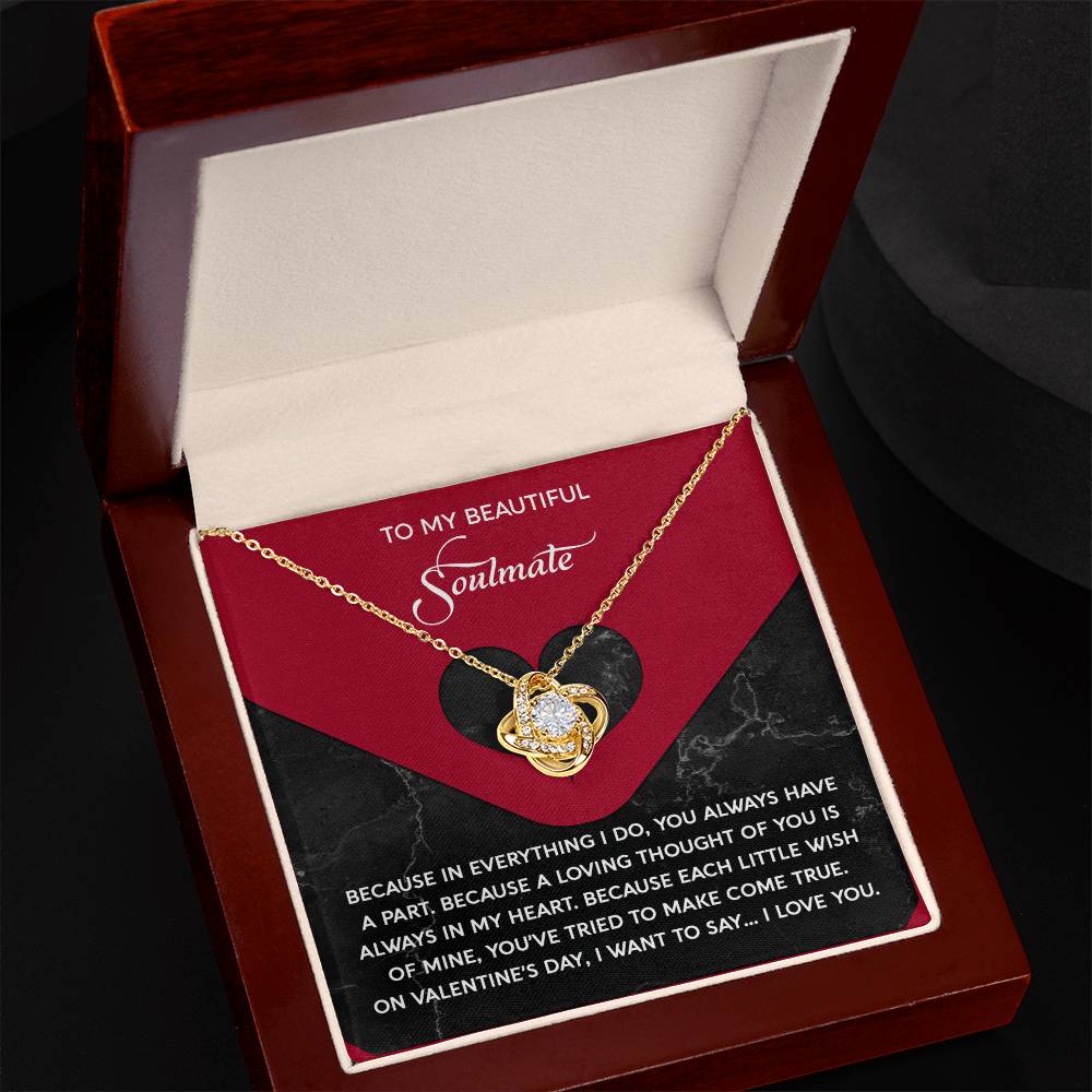 To My Beautiful Soulmate - Love Knot Necklace – A Romantic Valentine’s Day Gift Full of Love and Gratitude - Mallard Moon Gift Shop