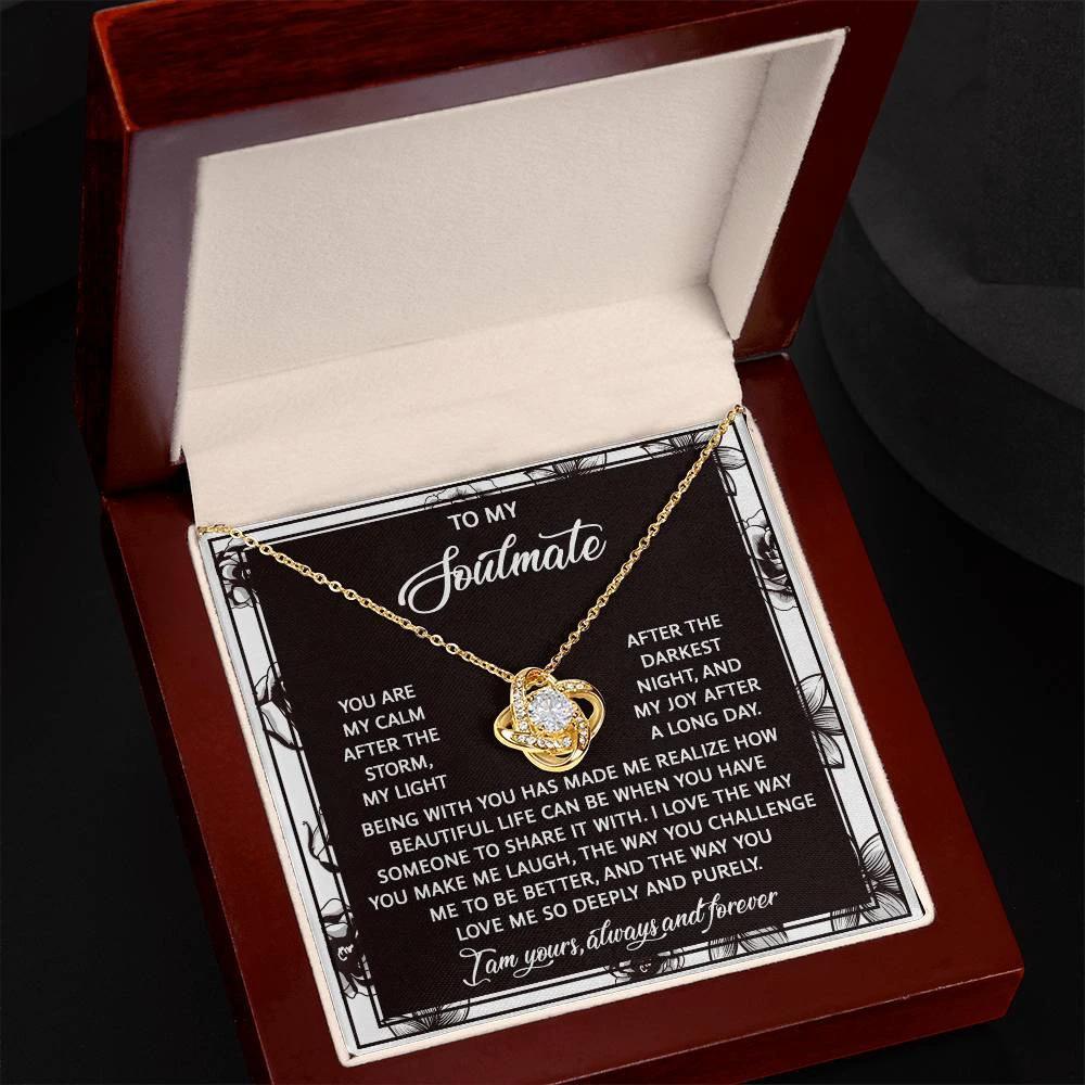 To My Soulmate - My Calm After the Storm Love Knot Necklace – A Romantic Valentine’s Day Gift with a Heartfelt Message