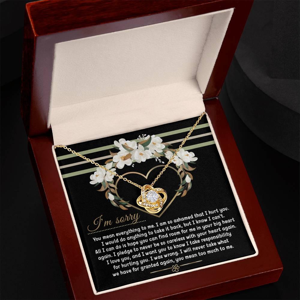 Apology Gift for Girlfriend, Wife, Soulmate - Sorry, Big Heart - Love Knot Pendant Necklace - Mallard Moon Gift Shop