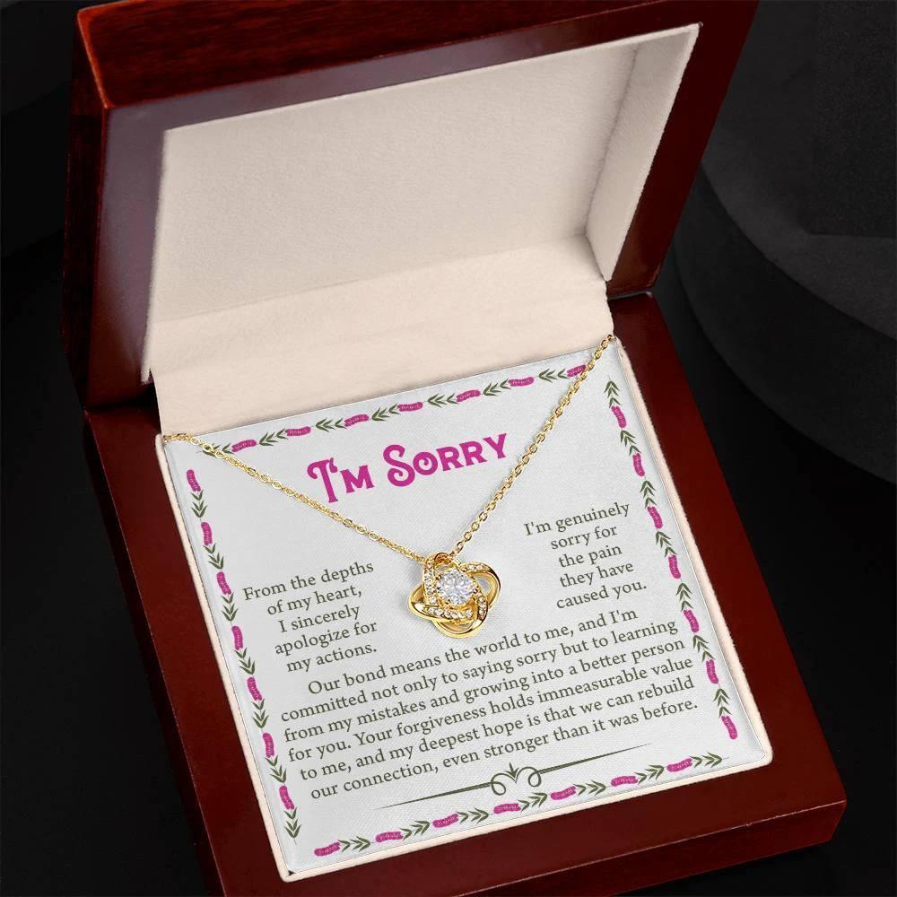 Apology Gift for Girlfriend, Wife - Sorry, For the Pain I Caused - Love Knot Pendant Necklace