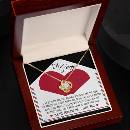 Apology Gift for Girlfriend, Wife, Soulmate - Sorry, Behind Your Tears - Love Knot Pendant Necklace - Mallard Moon Gift Shop