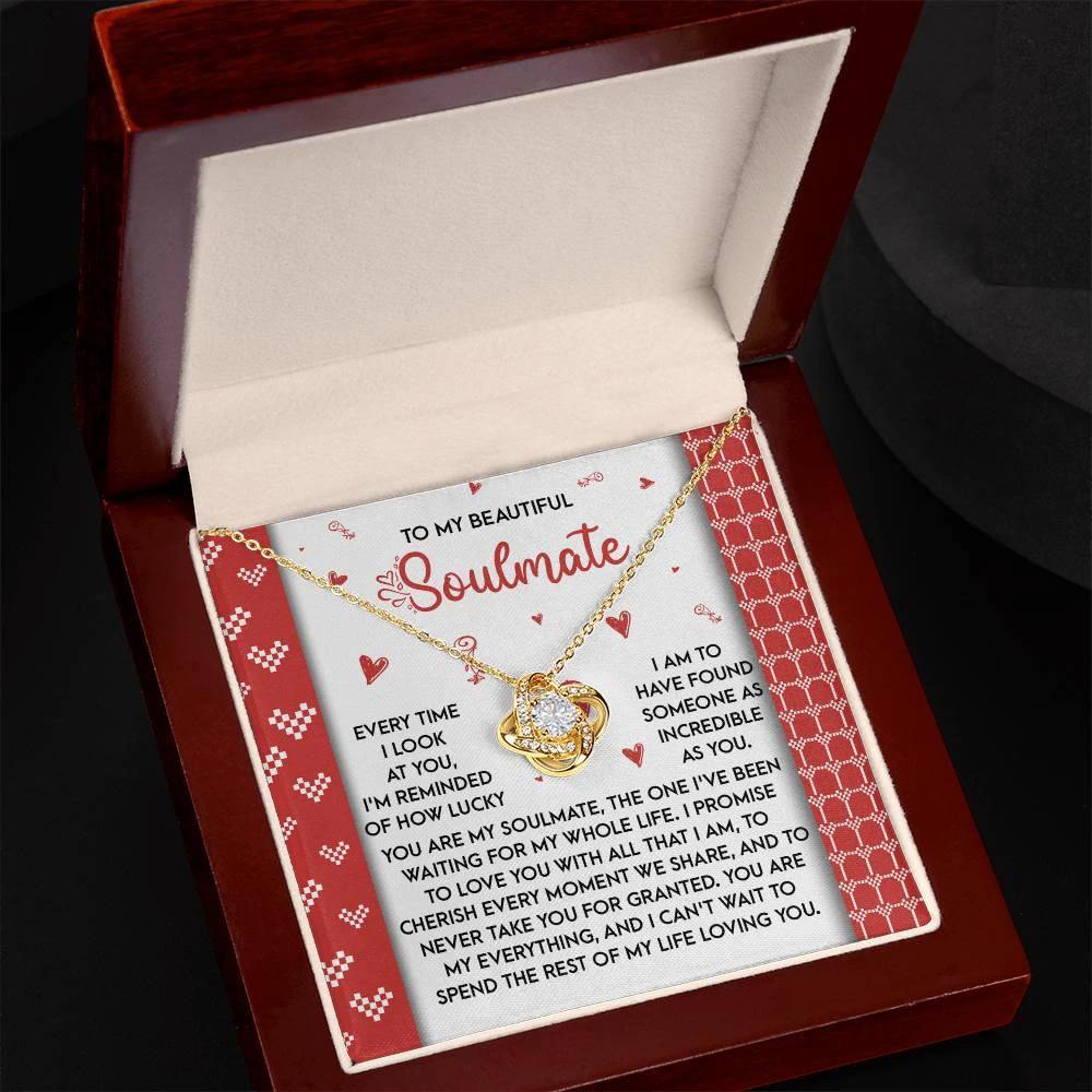 Romantic Anniversary, Valentine's Day Gift for Soulmate, Wife, Girlfriend - Waiting My Whole Life - Love Knot Pendant Necklace
