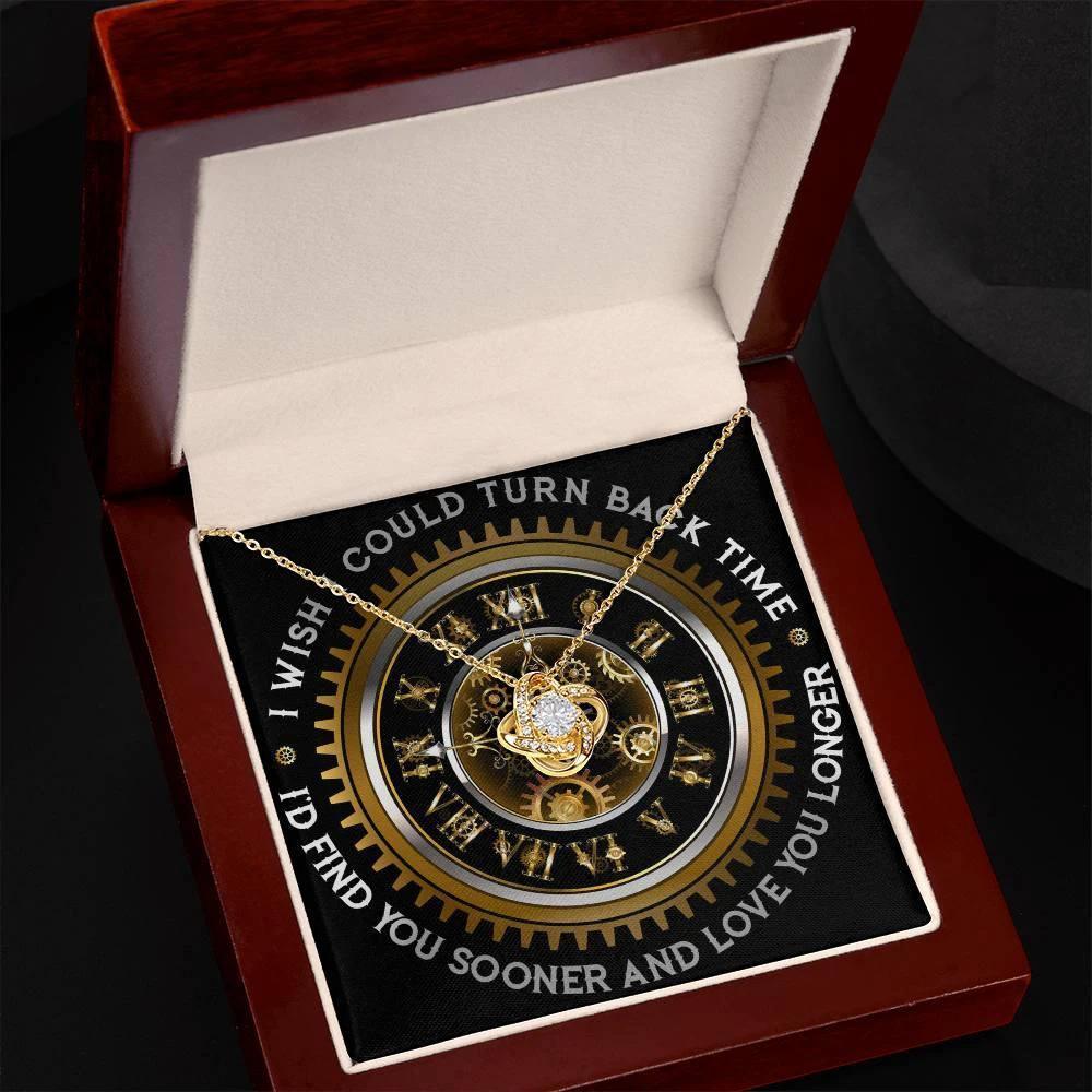 Wife Wedding Day. Anniversary, Birthday Gift - Turn Back Time - Love Knot Pendant Necklace